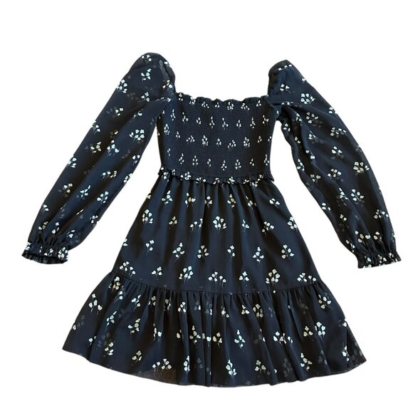 Wilfred Aritzia Tempest Dress Black Aqua Print Long Sleeve Mini Length Size XS - Picture 2 of 15